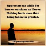 Nothing hurts more than being taken for granted - Enlightening Quotes